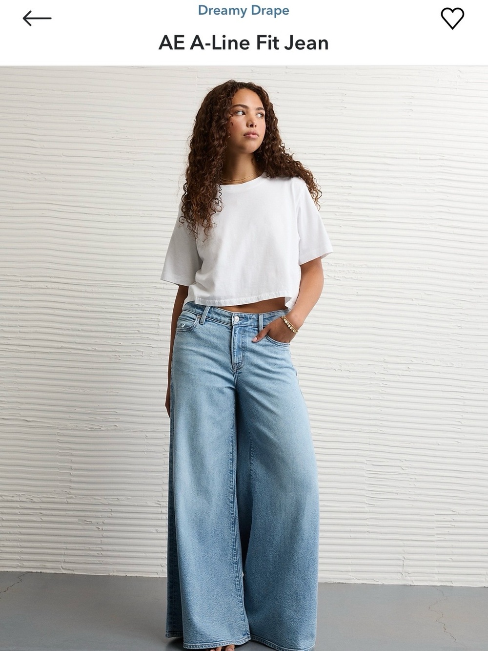 American Eagle Outfitters Wide-Leg A-Line Jeans in Light Blue Denim